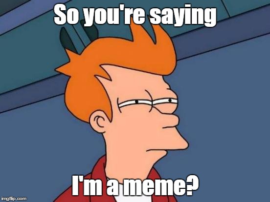 Self-aware memes are self-aware. | So you're saying; I'm a meme? | image tagged in memes,futurama fry | made w/ Imgflip meme maker