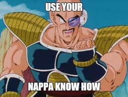 Nappa | USE YOUR; NAPPA KNOW HOW | image tagged in nappa | made w/ Imgflip meme maker