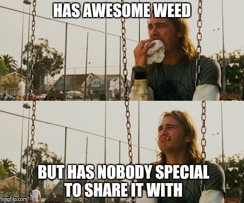 First World Stoner Problems Meme | HAS AWESOME WEED; BUT HAS NOBODY SPECIAL TO SHARE IT WITH | image tagged in memes,first world stoner problems | made w/ Imgflip meme maker