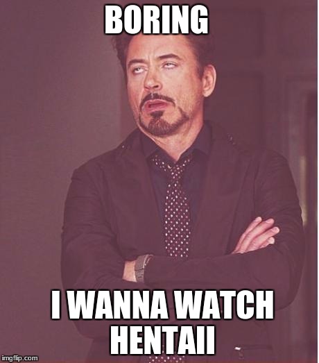 Face You Make Robert Downey Jr Meme | BORING; I WANNA WATCH HENTAII | image tagged in memes,face you make robert downey jr | made w/ Imgflip meme maker