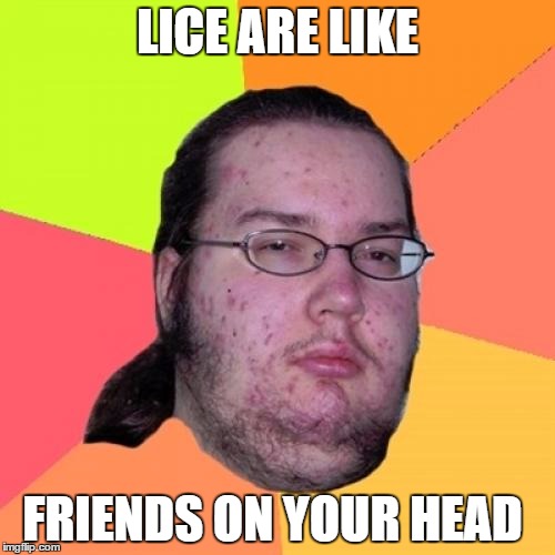 Butthurt Dweller Meme | LICE ARE LIKE; FRIENDS ON YOUR HEAD | image tagged in memes,butthurt dweller | made w/ Imgflip meme maker