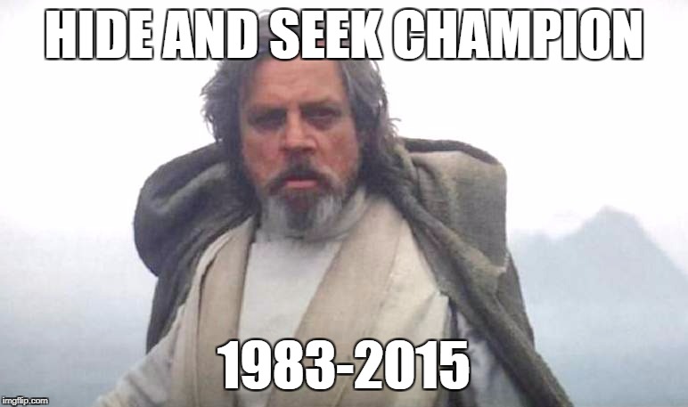 Luke Skywalker | HIDE AND SEEK CHAMPION; 1983-2015 | image tagged in luke skywalker | made w/ Imgflip meme maker