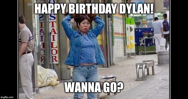 HAPPY BIRTHDAY DYLAN! WANNA GO? | image tagged in songtan sally | made w/ Imgflip meme maker