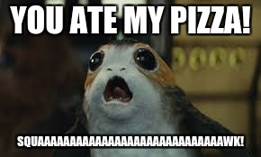 Porg | YOU ATE MY PIZZA! SQUAAAAAAAAAAAAAAAAAAAAAAAAAAAAAWK! | image tagged in star wars,memes | made w/ Imgflip meme maker
