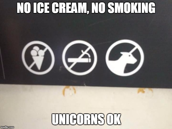 Still could be fun all things considered | NO ICE CREAM, NO SMOKING; UNICORNS OK | image tagged in unicorns | made w/ Imgflip meme maker