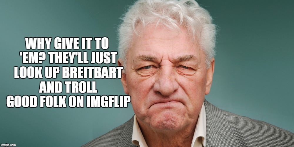 WHY GIVE IT TO 'EM? THEY'LL JUST LOOK UP BREITBART AND TROLL GOOD FOLK ON IMGFLIP | made w/ Imgflip meme maker
