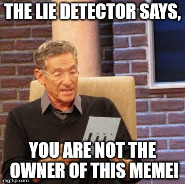 Maury Lie Detector Meme | THE LIE DETECTOR SAYS, YOU ARE NOT THE OWNER OF THIS MEME! | image tagged in memes,maury lie detector | made w/ Imgflip meme maker