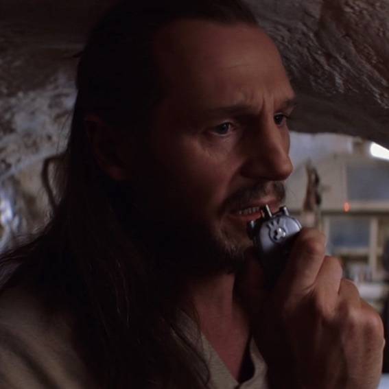 High Quality Qui Gon Jinn Communicator Blank Meme Template