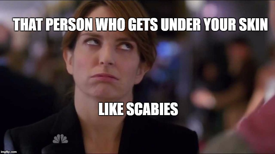 THAT PERSON WHO GETS UNDER YOUR SKIN; LIKE SCABIES | made w/ Imgflip meme maker
