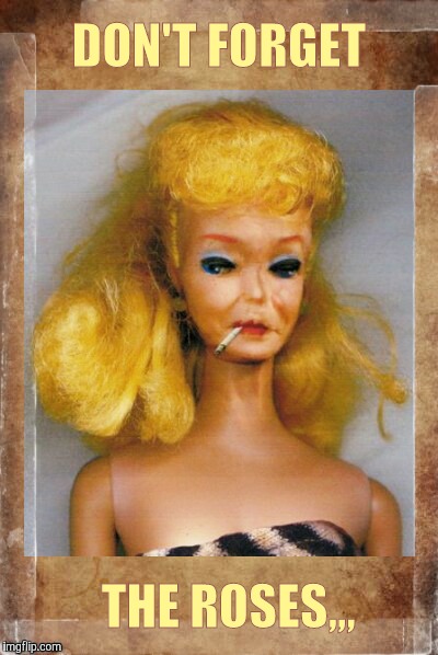Crack Ho Barbie,,, | DON'T FORGET THE ROSES,,, | image tagged in crack ho barbie   | made w/ Imgflip meme maker