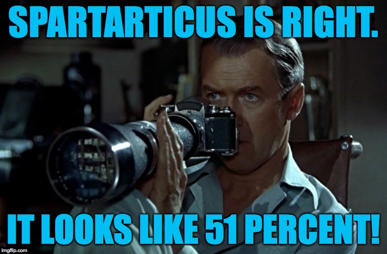 SPARTARTICUS IS RIGHT. IT LOOKS LIKE 51 PERCENT! | made w/ Imgflip meme maker