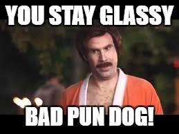 YOU STAY GLASSY BAD PUN DOG! | made w/ Imgflip meme maker