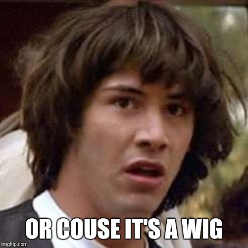Conspiracy Keanu Meme | OR COUSE IT'S A WIG | image tagged in memes,conspiracy keanu | made w/ Imgflip meme maker