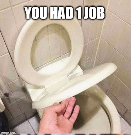 Bathroom Fail | YOU HAD 1 JOB | image tagged in bathroom fail,you had one job,epic fail | made w/ Imgflip meme maker