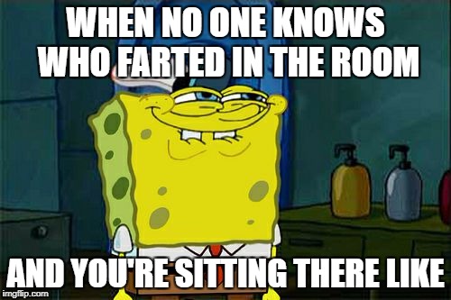 Don't You Squidward Meme | WHEN NO ONE KNOWS WHO FARTED IN THE ROOM; AND YOU'RE SITTING THERE LIKE | image tagged in memes,dont you squidward | made w/ Imgflip meme maker