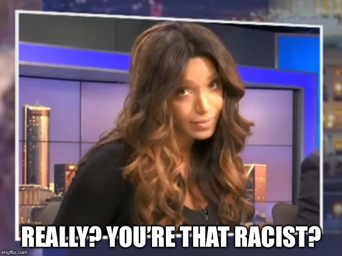 REALLY? YOU’RE THAT RACIST? | image tagged in skeptical journalist | made w/ Imgflip meme maker