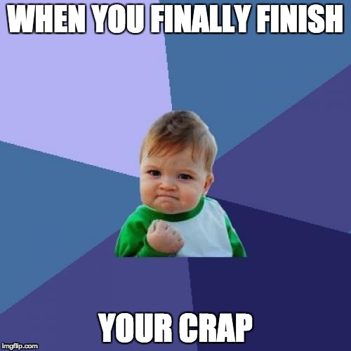 Success Kid | WHEN YOU FINALLY FINISH; YOUR CRAP | image tagged in memes,success kid | made w/ Imgflip meme maker
