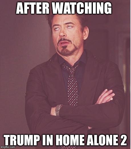 Face You Make Robert Downey Jr Meme | AFTER WATCHING; TRUMP IN HOME ALONE 2 | image tagged in memes,face you make robert downey jr | made w/ Imgflip meme maker