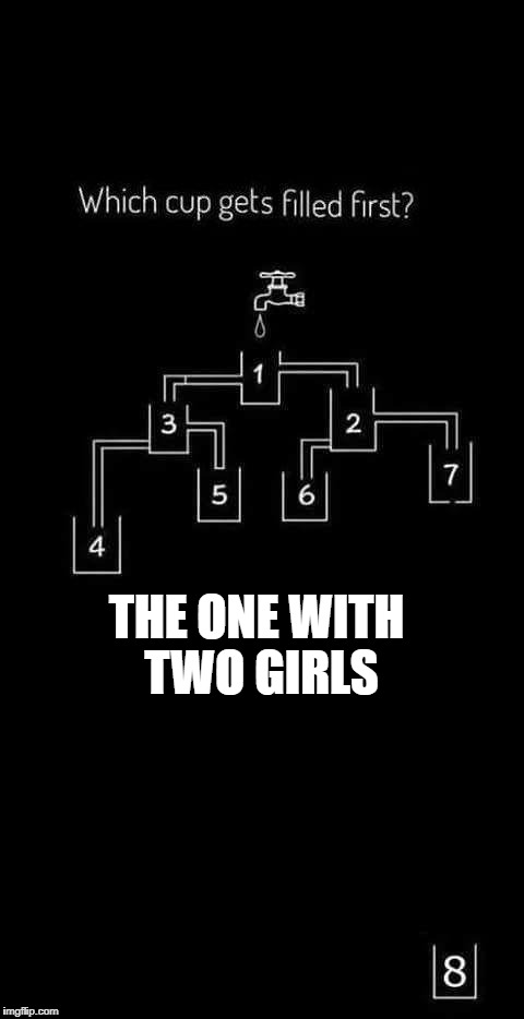 Which cup gets filled first? | THE ONE WITH TWO GIRLS | image tagged in two girls one cup,which cup gets filled first,cup,girls,math,nsfw | made w/ Imgflip meme maker