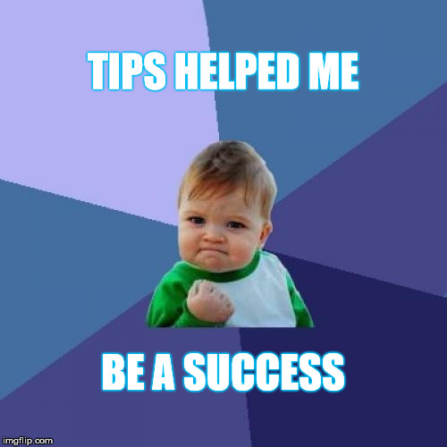 Success Kid Meme | TIPS HELPED ME BE A SUCCESS | image tagged in memes,success kid | made w/ Imgflip meme maker