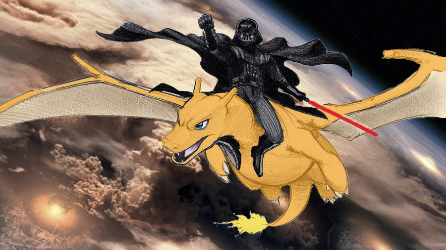 Darth Vader Riding Charizard Blank Meme Template