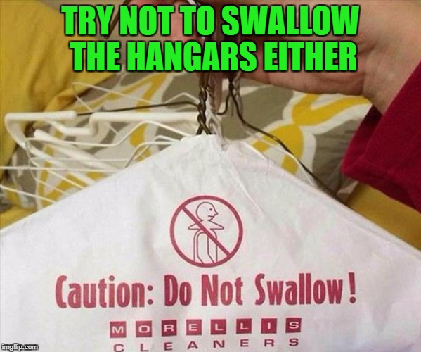 TRY NOT TO SWALLOW THE HANGARS EITHER | made w/ Imgflip meme maker