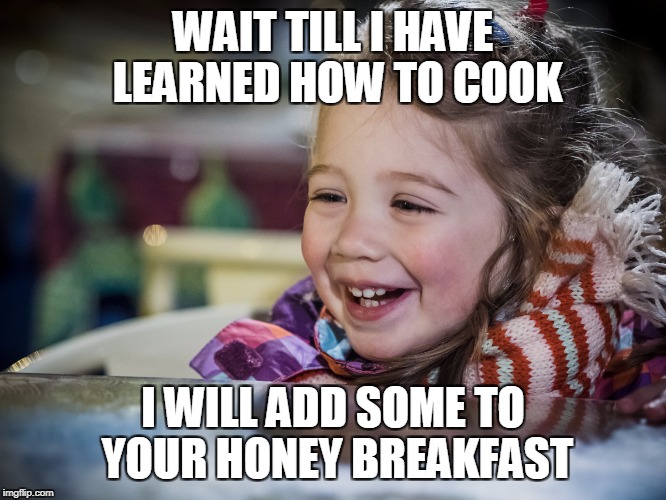 WAIT TILL I HAVE LEARNED HOW TO COOK I WILL ADD SOME TO YOUR HONEY BREAKFAST | made w/ Imgflip meme maker