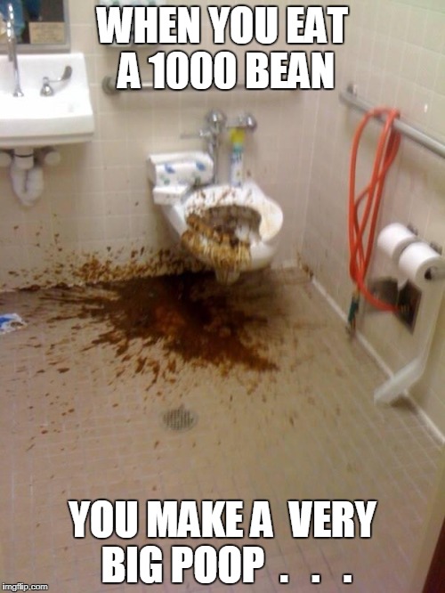 1000 bean | WHEN YOU EAT A 1000 BEAN; YOU MAKE A  VERY BIG POOP  .   .   . | image tagged in memes,funny | made w/ Imgflip meme maker