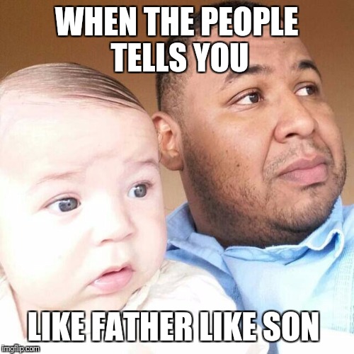 WHEN THE PEOPLE TELLS YOU; LIKE FATHER LIKE SON | image tagged in like father like son | made w/ Imgflip meme maker