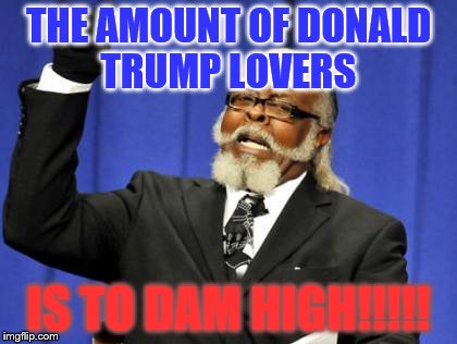 Too Damn High | THE AMOUNT OF DONALD TRUMP LOVERS; IS TO DAM HIGH!!!!! | image tagged in memes,too damn high | made w/ Imgflip meme maker