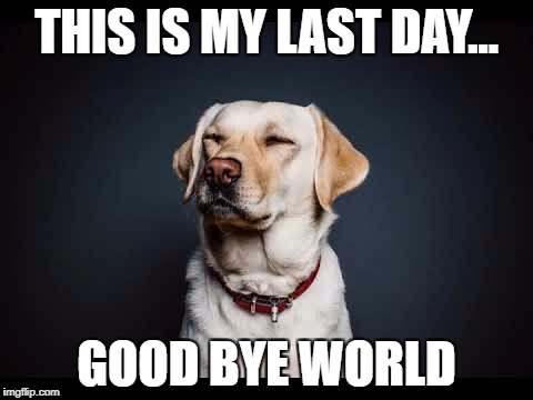 THIS IS MY LAST DAY... GOOD BYE WORLD | made w/ Imgflip meme maker