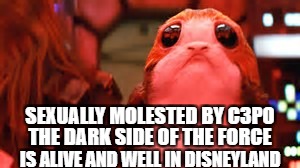 THE DARK SIDE OF THE FORCE | SEXUALLY MOLESTED BY C3PO; THE DARK SIDE OF THE FORCE; IS ALIVE AND WELL IN DISNEYLAND | image tagged in star wars,star wars no,disney killed star wars | made w/ Imgflip meme maker