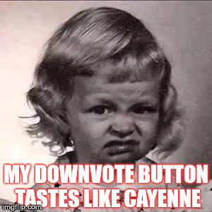 MY DOWNVOTE BUTTON TASTES LIKE CAYENNE | made w/ Imgflip meme maker
