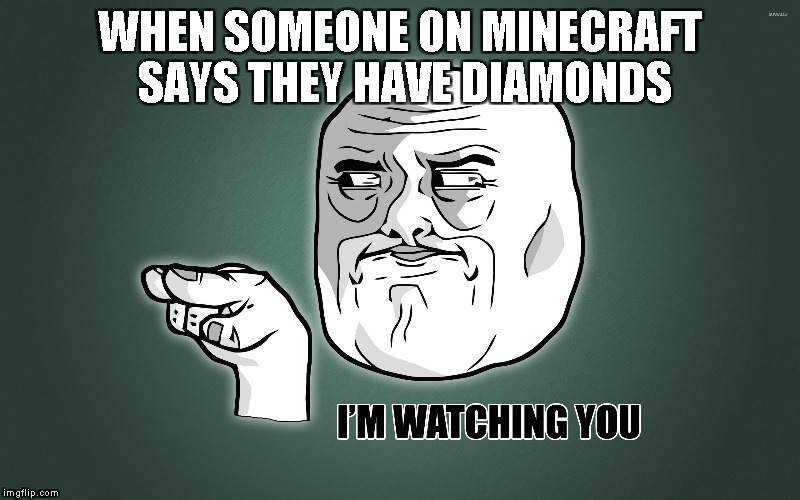 WHEN SOMEONE ON MINECRAFT SAYS THEY HAVE DIAMONDS | image tagged in im watching you | made w/ Imgflip meme maker