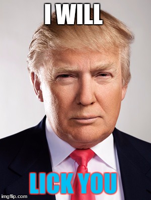 Donald Trump | I WILL; LICK YOU | image tagged in donald trump | made w/ Imgflip meme maker