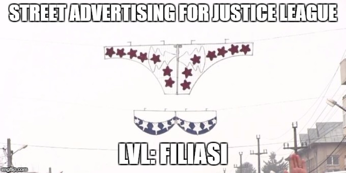 X-mas bikini | STREET ADVERTISING FOR JUSTICE LEAGUE; LVL: FILIASI | image tagged in x-mas bikini | made w/ Imgflip meme maker