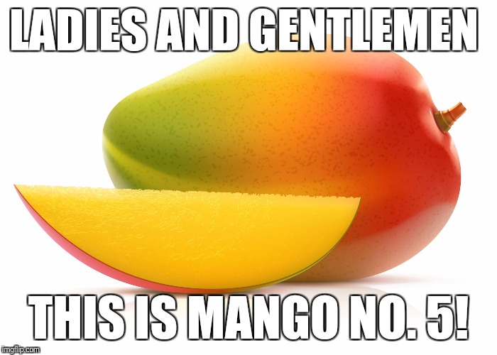 Mango No. 5 |  LADIES AND GENTLEMEN; THIS IS MANGO NO. 5! | image tagged in mango,ladies,gentlemen | made w/ Imgflip meme maker