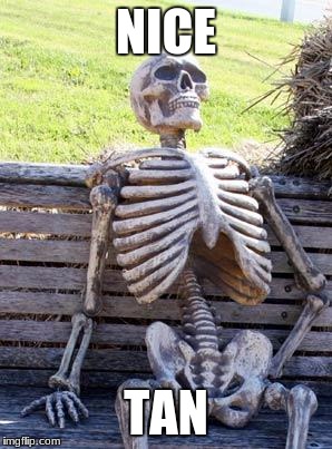 Waiting Skeleton Meme | NICE; TAN | image tagged in memes,waiting skeleton | made w/ Imgflip meme maker
