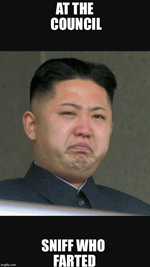 kim jun un gross | AT THE COUNCIL; SNIFF WHO FARTED | image tagged in kim jun un gross | made w/ Imgflip meme maker