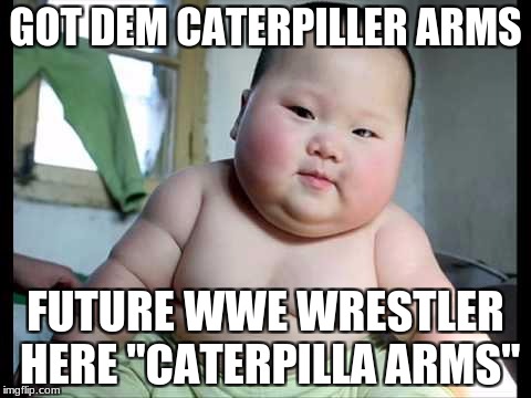 Catapilla Arms | GOT DEM CATERPILLER ARMS; FUTURE WWE WRESTLER HERE "CATERPILLA ARMS" | image tagged in wwe,caterpillar | made w/ Imgflip meme maker