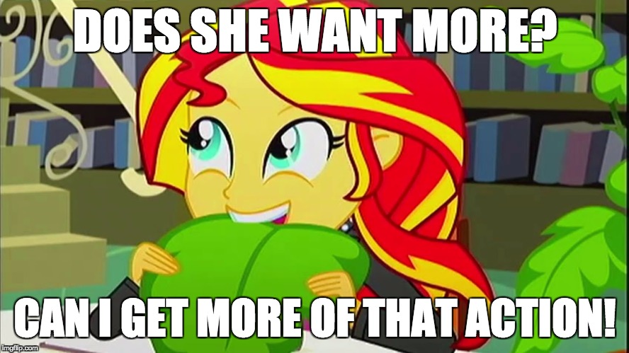 Octavia_Melody, lead the way! | DOES SHE WANT MORE? CAN I GET MORE OF THAT ACTION! | image tagged in memes,my little pony,sunset shimmer | made w/ Imgflip meme maker