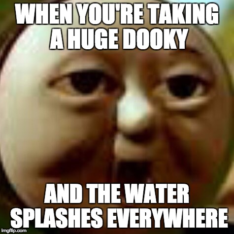 Giant dooky | WHEN YOU'RE TAKING A HUGE DOOKY; AND THE WATER SPLASHES EVERYWHERE | image tagged in funny memes | made w/ Imgflip meme maker