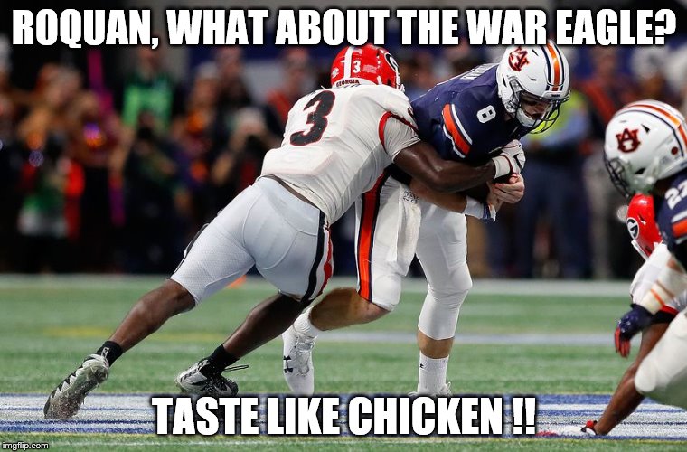 ROQUAN, WHAT ABOUT THE WAR EAGLE? TASTE LIKE CHICKEN !! | image tagged in roquan | made w/ Imgflip meme maker