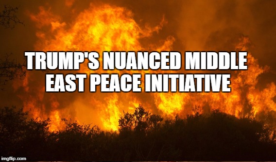 Dropping the Jerusalem Bomb | TRUMP'S NUANCED MIDDLE EAST PEACE INITIATIVE | image tagged in usa,israel puppet | made w/ Imgflip meme maker