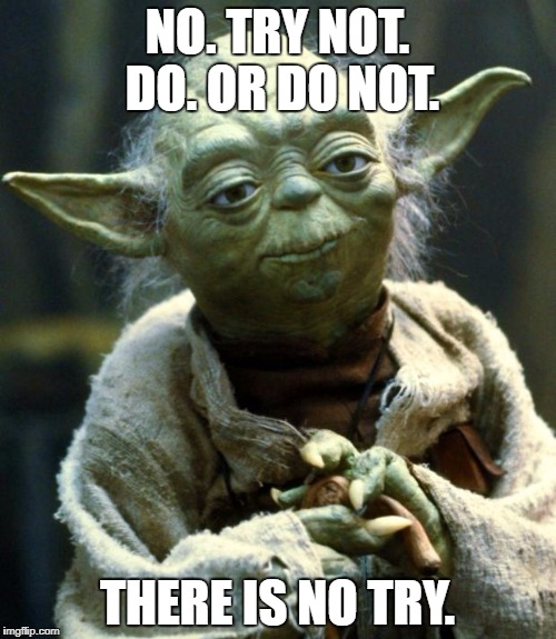 Star Wars Yoda Meme | NO. TRY NOT. DO. OR DO NOT. THERE IS NO TRY. | image tagged in memes,star wars yoda | made w/ Imgflip meme maker