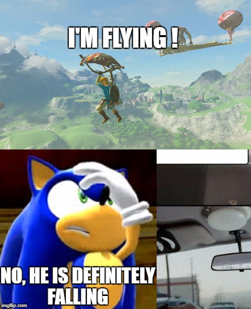 I'M FLYING ! NO, HE IS DEFINITELY FALLING | image tagged in sonic | made w/ Imgflip meme maker