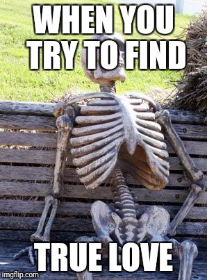 Waiting Skeleton | WHEN YOU TRY TO FIND; TRUE LOVE | image tagged in memes,waiting skeleton | made w/ Imgflip meme maker