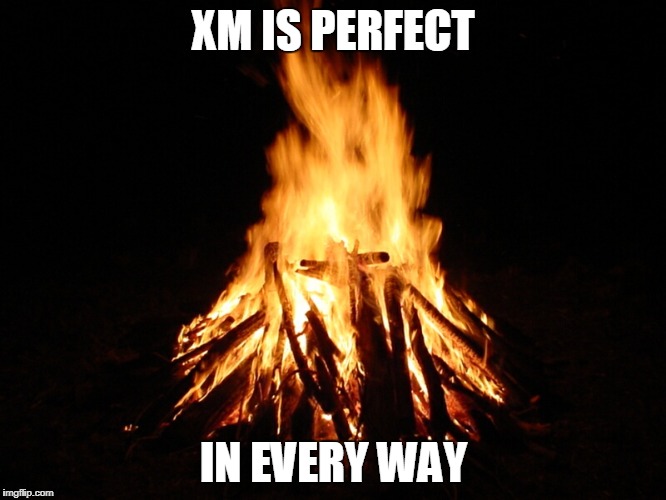 campfire | XM IS PERFECT; IN EVERY WAY | image tagged in campfire | made w/ Imgflip meme maker