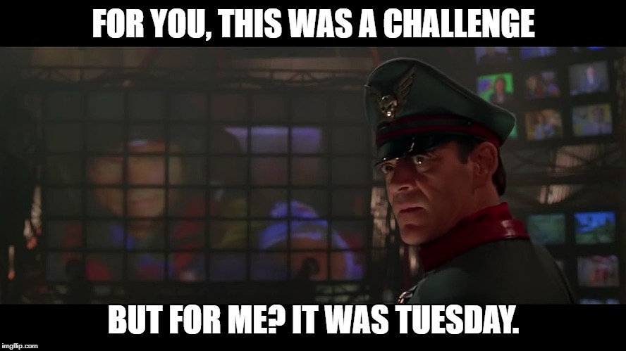 M bison of course | FOR YOU, THIS WAS A CHALLENGE; BUT FOR ME? IT WAS TUESDAY. | image tagged in m bison of course | made w/ Imgflip meme maker