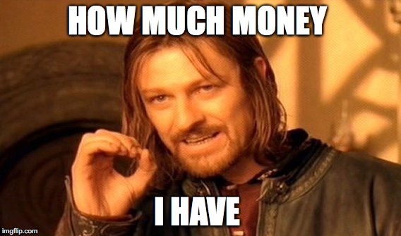 One Does Not Simply | HOW MUCH MONEY; I HAVE | image tagged in memes,one does not simply | made w/ Imgflip meme maker